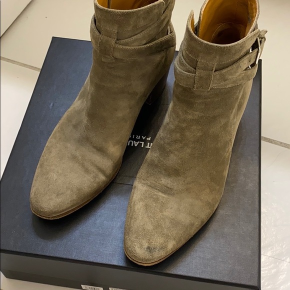 Saint Laurent Jodhpur Bootie in Kaki Beige Suede - Picture 5 of 7